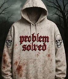 abordables -Homme Éclaboussures de sang Lettre Crânes Sweat à capuche Mode Quotidien manche longue À capuche Vacances Soirée Vêtements de rue Beige Impression Automne Hiver Designer