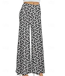 abordables -Femmes Culottes Jambe Large Chinos Streetwear Occasionnel Longueur complète Taille moyenne Fleuri Taille Élastique Impression Confortable Micro-Élastique Extérieur Vacances Quotidien Magenta Frêne