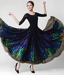 preiswerte -Für den Ballsaal Kleid Glitzer Kombination Damen Ausbildung Leistung 3/4 Ärmel Normal Kristall-Baumwolle Gitter Elastan