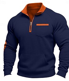 baratos -Homens Moletom Moletom com zíper Preto Vinho Azul Marinha Cinzento Escuro Cinzento Meio Zíper Tecido Bloco de cor Festa Trabalho Desportos e Ar livre Roupa de rua Legal Casual Outono Primavera