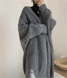 halpa -Naisten Neulos Neule Katutyyli Vapaa-aika Yhtenäinen väri V kaula-aukko Kudottu Pitkähihainen Pitkät topit Neuloa Päivittäin Pyhäpäivä Bile Punastuvan vaaleanpunainen Sininen Syksy Talvi