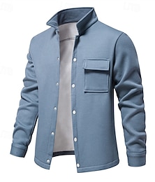 economico -Per uomo Giacca a nido d'ape Giacca in Pile Giacca Cargo Giacca Casual Vacanza Quotidiano Caldo Tasca Autunno Inverno Semplice Moda Classico Bavero Regolare Nero Bianco Blu marino Blu Cachi Giacca