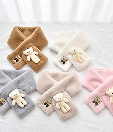 preiswerte -süßes Bären-Plüsch-Lätzchen für Erwachsene und Kinder, Winter-Cartoon, einfarbig, warmer Halswärmer, Fleece-Schal, Pulloverkragen, winddichter Outdoor-Schutz-Plüsch-Schal, gemütliches Zubehör für