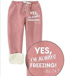 abordables -Femmes Joggings Pantalon en polaire Pantalon en duvet Vacances ancien Style Ethnique Longueur complète Taille haute Graphique Lettre Cordon de serrage Micro-Élastique Formel Extérieur Vacances Noir
