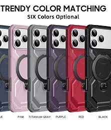 abordables -teléfono Funda Para iPhone 17 Air 16 15 14 Pro Max Plus 16e 13 Pro Max Funda Trasera Soporte de carga inalámbrica Caballete Antigolpes Armadura ordenador personal