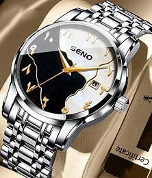 abordables -la nouvelle montre d'affaires pour hommes avec bracelet en acier haut de gamme arabe avec calendrier de résistance à l'eau IPX7 montre à quartz décontractée à la mode et tendance montre-bracelet de