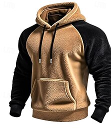 abordables -Homme Sweat à capuche Sweat à capuche en polaire Vert Véronèse Marron Kaki Gris À capuche Uni Patchwork Bloc de Couleur Sport & Loisir Occasionnel Quotidien Streetwear Frais Vêtements de sport Hiver