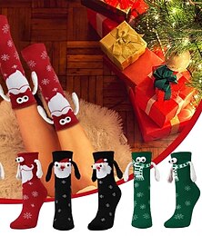 economico -calzini magnetici edizione invernale, calzini natalizi, calze rosse natalizie con motivo a sciarpa, calzini magnetici decorativi con grandi occhi da tenere in mano, decorazioni festive per Natale e Halloween