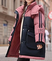 abordables -Doudoune Enfants Fille Bloc de Couleur Mode IMPERMÉABLE Extérieur Polyester Manteau Vêtements d'extérieur 4-12 ans Automne Rose Claire