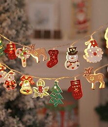 abordables -Guirlande lumineuse de Noël 1,5 m 10 LED en fer Père Noël bonhomme de neige conte de fées guirlande lumineuse élan cloche lumières alimentées par batterie atmosphère de Noël nouvel an fête de vacances
