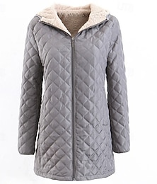 voordelige -Dames Pufferjas Gewatteerd jasje Vrijetijdsjas Comfortabel Ademend Vetoketju Zak Casual Effen Vakantie Straat Casual Alledaagse kleding Rits Kort Lang Capuchon Normale pasvorm Lange mouw bovenkleding