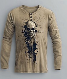 economico -Per uomo Halloween Grafico Zombi Maglia Henley Manica Lunga Moda Carino Quotidiano Casuale Ferie Uscire Primavera Autunno Primavera & Autunno Cachi Henley Maglietta Henley