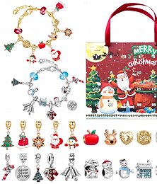 abordables -Ensemble de bracelets de perles faits à la main pour enfants, puzzle de Noël à 24 grilles, boîte aveugle, bracelet, boîte cadeau à bijoux