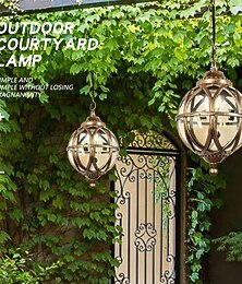 economico -lampade a sospensione per esterni, lampada a sospensione esterna portico impermeabile lampadario in metallo nero con globo di vetro trasparente con struttura in gabbia di ferro, lanterna esterna per