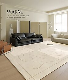 economico -tappeto in stile crema, accogliente tappeto per il soggiorno, morbido tappeto per la camera da letto, grande tappetino per il divano &tavolino da caffè, decorazione completa dell'appartamento