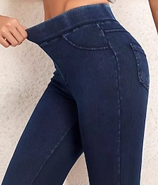 abordables -Femmes Collants Leggings Short anti-frottements Vacances ancien Style Ethnique Longueur complète Taille haute Couleur Unie Coupe haute Chaleur Thermique Confort Haute Élasticité Extérieur Vacances Rue