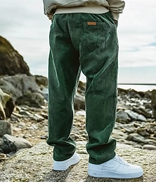 baratos -Homens Calças Calças de Veludo Calça casual Com Cordão Bolsos Cintura elástica Tecido Conforto Esportes Diário Moda Casual Verde Tropa Micro-Elástica