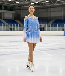 levne -Šaty na bruslení Dámské Dívčí Buz Pateni Šaty Úbory Černá Bílá Růžová Slátanina Asymetrický lem Síťka Spandex Vysoká pružnost Trénink Soutěž Bruslařské oblečení Křišťál a napodobenina Dlouhý rukáv