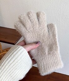 billige -Dame 1 par Fingerspisser / Vinterhansker Gatemote / Utendørs Hansker - Ensfarget Full Finger