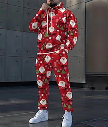 abordables -Noël Homme Chaque Flocons de neige 2 pièces Ensembles de sweat-shirts 3D Survêtement Sweat à Capuche manche longue Pantalon long À capuche Décontracté Quotidien Athleisure Quotidien Fête Impression 3D