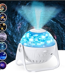 billiga -galaxprojektor stjärnprojektor för sovrum - stjärnnattlampa för barn - 360 graders automatisk roterande rymdtakprojektor - solsystemprojektor - 6 i 1 planetariumrymddekor