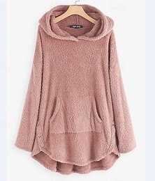 olcso -Női Pulóver Hoodie pulóver Sima Alkalmi Hosszú ujj Kapucni Normál felsők Utca Hétköznapi Zseb Gombok Fekete Fehér Arcpír rózsaszín Rubin Lóhere Ősz Tél