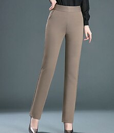 abordables -Femmes Chinos Droit Vacances ancien Streetwear Longueur complète Taille moyenne Uni Avec Poches Taille Élastique Confortable Micro-Élastique Extérieur Vacances Quotidien Chameau Noir Marine foncé Kaki