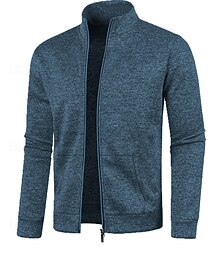 economico -Per uomo Giacca Casual Cappotto del maglione Vacanza Quotidiano Caldo Tasca Autunno Inverno Semplice Moda Classico Collo alla coreana Regolare Nero Blu marino Blu Grigio Giacca