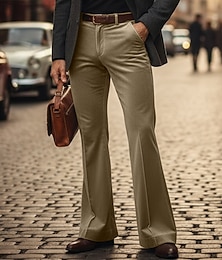 cheap -Men's Trousers Dress Pants Bell Bottom Flared Pants Velvet Pants Pocket Plain Comfort Breathable Full Length Formal Outdoor Party Fashion Streetwear Royal Blue Green Inelastic