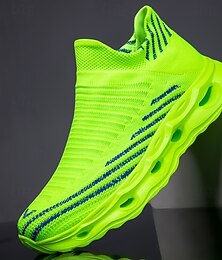 Недорогие -Мужские кроссовки Flyknit неоново-зеленого цвета – легкие кроссовки из дышащей сетки для бега, фитнеса и повседневной носки