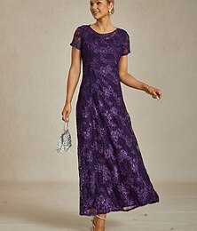 levne -Dámské Maxi šaty Plášťové šaty Elegantní Večírek koktejl Běžný Pevná barva Krátký rukáv Tričkový Lilková Léto Jaro