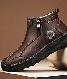 economico -Per uomo Stivali Retrò Camminata Vintage Quotidiano PU Confortevole Stivali a Metà Polpaccio Mocassino Marrone scuro Nero Grigio Primavera Autunno