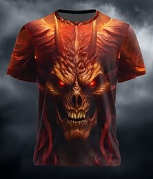 economico -Halloween Per uomo Illusione ottica 3D Diavolo Maglietta Manica Corta maglietta Stampa 3D Girocollo Camicia Esagerato Designer Orrore Feste Streetwear Ferie Blu Arancione Verde Estate Primavera Tutte