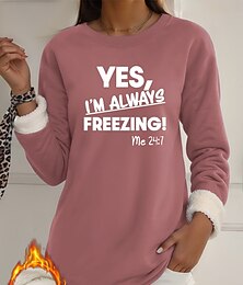 abordables -Mujer Pijama tipo sudadera con forro polar Sudadera Pullover Sudaderas Estampado Letra Cálido Ropa de calle Casual Manga Larga Cuello Barco Tops regulares Casual Hogar Uso Diario Azul Piscina Negro