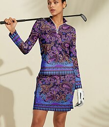 voordelige -Dames Wandelen poloshirt Paars Lange mouw Kleding Bovenlichaam Dames golfkleding kleding outfits draag kleding
