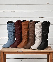 economico -stivali casual da donna morbidi – stivali a metà polpaccio in denim morbido con cerniera laterale per l'uso quotidiano e in viaggio