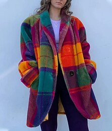 preiswerte -Damen Freizeitjacke Bequem Atmungsaktiv Tasche Knöpfe Lässig Farbblock Urlaub Straße Lässig Alltagskleidung Einreihig Lang Umlegekragen Lässiger Schnitt Langarm Oberbekleidung Gelb Burgunderrot Grün