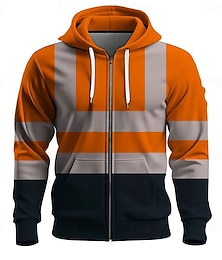 abordables -Hombre Disfraz Bombero Sudadera Chaqueta Fantasía Impresión por todas partes Zip Vacaciones Noche Ropa de calle Amarillo Rojo Cremallera Otoño Invierno Diseñador
