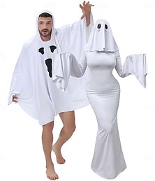 Недорогие -Белый Призрак День всех святых Необычные костюмы Групповые костюмы для пар на Хэллоуин Хэллоуин Взрослые Для пары Муж. Жен. Хэллоуин Карнавал Выступление Для вечеринок Легкие костюмы на Хэллоуин