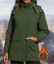 billige -Jul Dame Hettegenser Vindtett jakke Turjakke Pufferjakke Vinter utendørs Termisk Vanntett Vindtett Vinterjakke Jakt Klatring Camping / fotturer / grotting Rosa Militærgrønn Blå Lilla Kakifarget