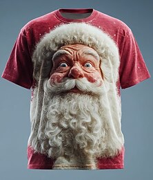 abordables -Noël Homme Père Noël Dessin Animé 3D T-shirt Manche Courte T-shirt Impression 3D Col ras du cou Chemise Quotidien Designer Artistique Vacances Soirée Rue Blanc 1 Rouge 3 Rouge Toutes saisons Vêtement