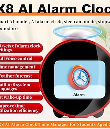 abordables -Reloj despertador inteligente con IA para niños, pantalla LCD, batería recargable, función wifi, temporizador inteligente controlado por voz con IA.