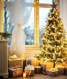 baratos -Luzes de Natal 10M 100 LED Fio Claro Pisca Luzes de Fadas Luzes de Natal Plug-in para Interior/Ao Ar Livre 220V para Natal Casamento Festa Decorações de Árvore