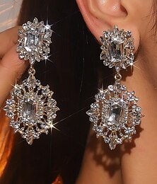 abordables -Boucles d'oreilles pendantes en cristal pour femmes - bijoux scintillants pour tenues de fête, mariages &glamour du soir