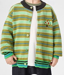 billiga -Barn Unisex Baseballjackor Ytterkläder Rand Långärmad Komfort Knappar Mjukt Täcka Utomhus Bomull Mode Dagligen Blå Grön Vår Höst 4 år +