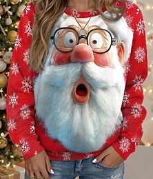 abordables -Femmes Sweatshirt Pull Chat Arbre de Noël Noël Occasionnel manche longue Col ras du cou Hauts Réguliers Rue Tenue Quotidienne Occasionnel Noir Jaune Vin Rouge Bleu Printemps Automne Hiver