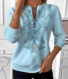 ieftine -Pentru femei Hanorac pulover Hanorace cu fermoar Floral Grafic Imprimeu Paisley Modă Casual Manșon Lung Stil Nautic Topuri obișnuite Stradă Zilnice Casual Fermoar Imprimeu Galben Roz Îmbujorat Mov