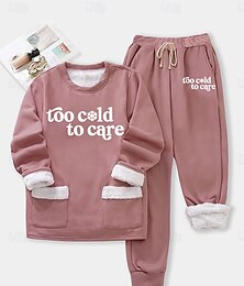 baratos -Mulheres Quente Diário Conjuntos de duas peças Moletom Conjuntos de calças Manga Longa Gola Redonda Gráfico Letra Com Cordão Imprimir Casual Diário Preto Rosa Azul Outono Normal