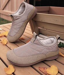 levne -Dámské široké volnočasové zimní boty – lehké protiskluzové balerínky s plyšovou podšívkou pro venkovní i každodenní nošení