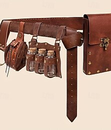abordables -Retro Antiguo Medieval Renacimiento Cinturón Titular de la espada Bolsa de cinturón Guerrero Vikingo Alquimista Disfraz Unisexo Vikingo Fantasía Víspera de Todos los Santos Carnaval Rendimiento LARP